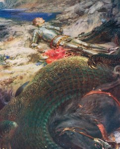ジョージとドラゴン、「アルバート王の本」のイラスト、1914年頃発行
